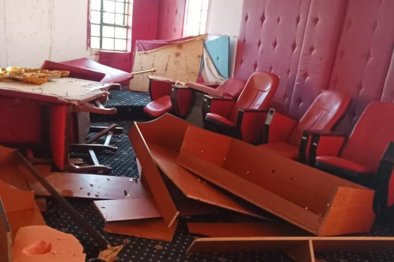 File image of Isiolo County assembly vandalized.